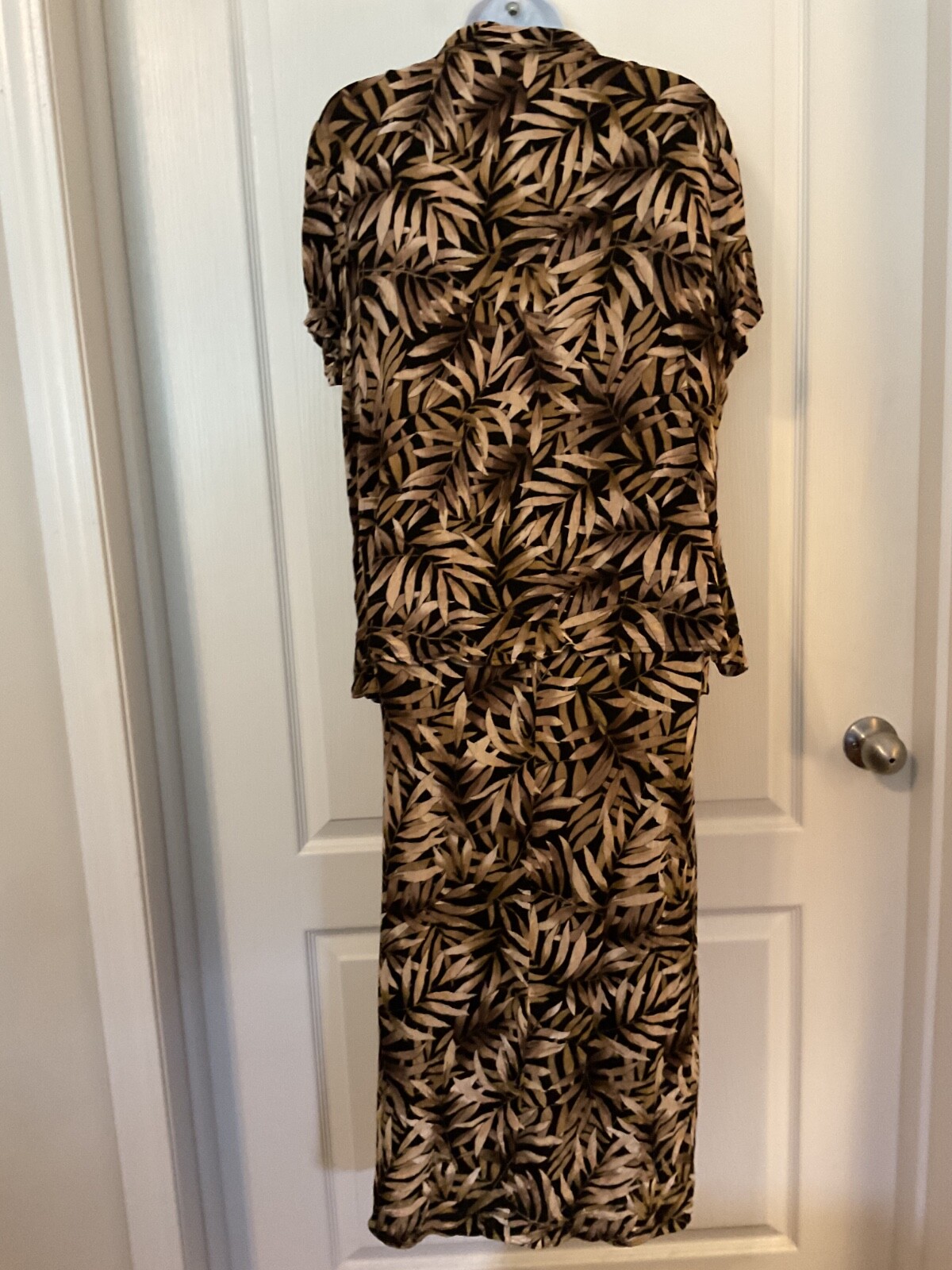 Studio 1940 Brown Leaf Patterned Short Sleeve Jac… - image 5