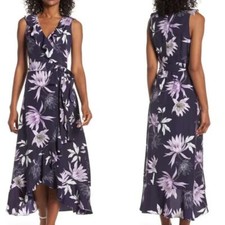 Vince Camuto ruffle dress floral print purple, women size 14W
