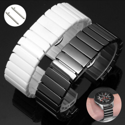 Für Samsung Huawei Amazfit Keramik Armband   20mm 22mm Gliederarmband Edelstahl