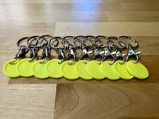 2 x Einkaufswagenchips mit Schl&uuml;sselanh&auml;nger Clip Haken | NeonGelb / Silber