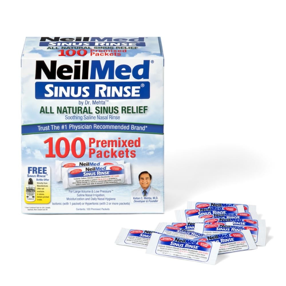 NeilMed Sinus Rinse All Natural Relief Premixed Refill Packets 100 ...