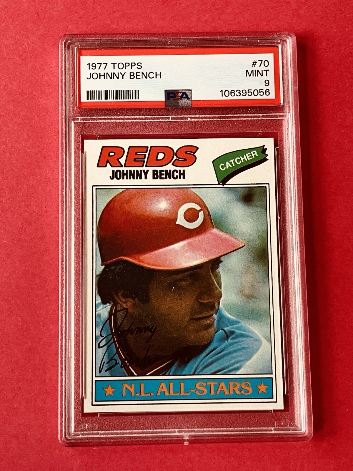 1977 Topps #70 Johnny Bench Reds HOF PSA 9 MT Centered