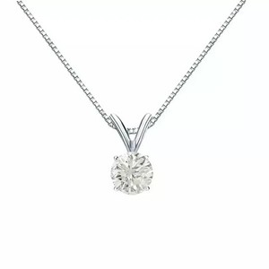 Authentic 6MM 1.00CT Round Cut Simulated Diamond Only Pendant 14K White Gold Plated