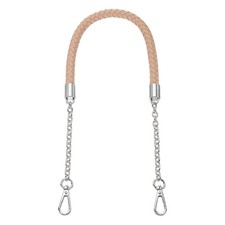 62cm/24.4" PU Leather Braided Purse Strap Smoky Pink, Silver Buckle 