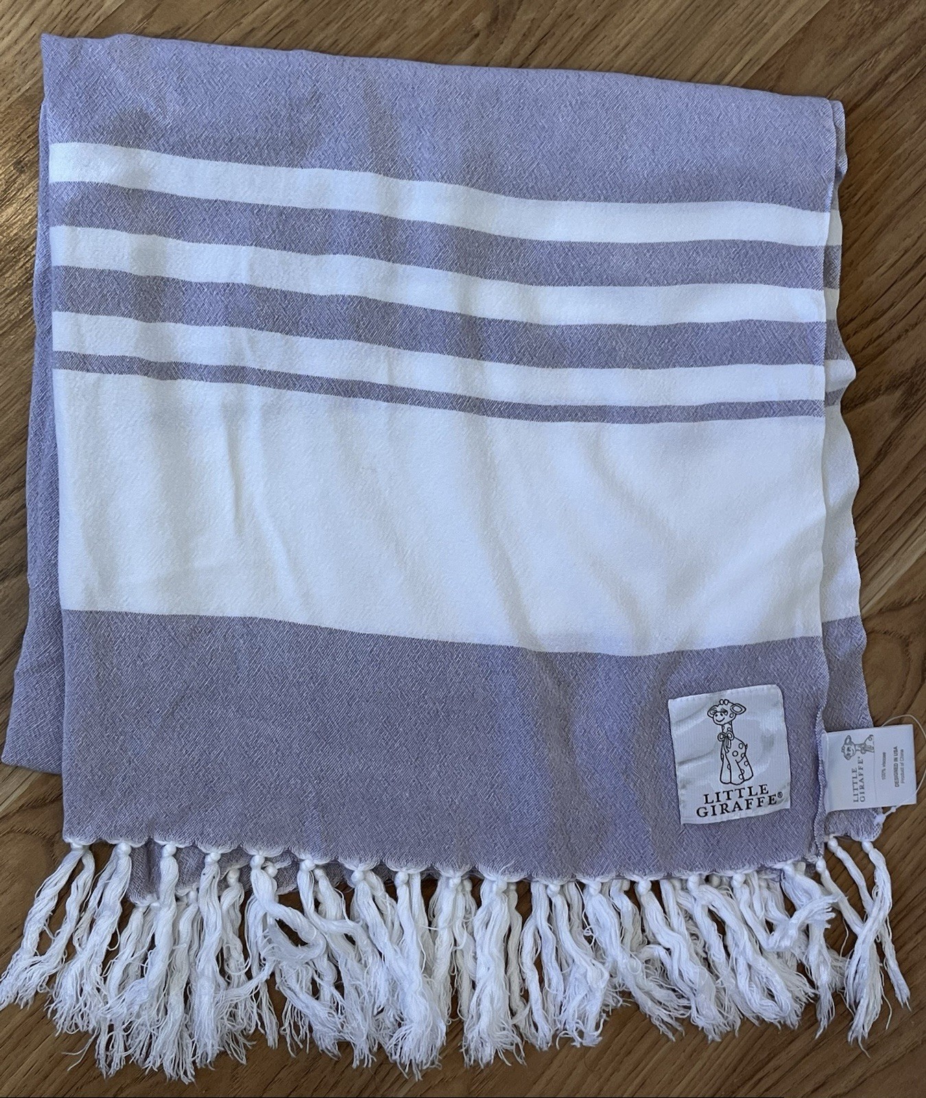 Baby Blanket Towel Lavender White Stripe