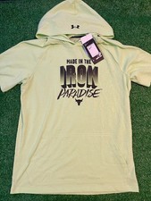 NWT Under Armour Youth Project Rock Iron Short Sleeve Hoodie Shirt 1370241 YXL