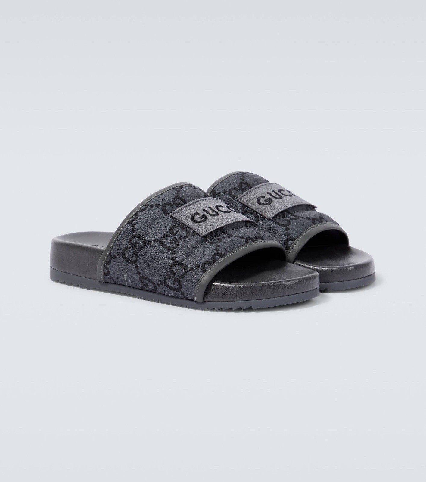 BNWT Authentic Gucci GG Logo Gray Slide Sandals Men's Size 6