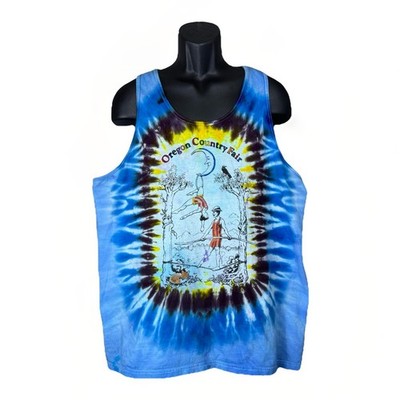 Oregon Country Fair Festival RARE OCF Tank Top Unique Carnival Hippie Tie-Dye XL