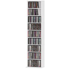 HOMCOM Mobile Porta CD con 6 Ripiani Regolabili per 260 CD/120 DVD Bianco