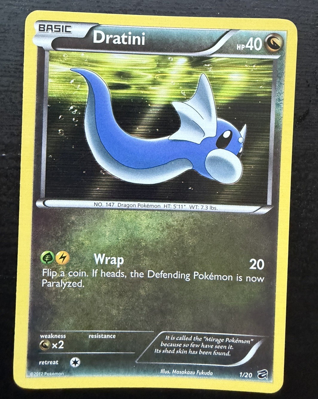Pokémon TCG - Dratini 1/20 - 2012 Holo Rare - Dragon Vault LP