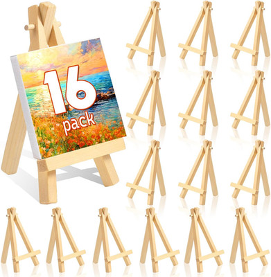 Mini Wood Display Easel 5 Inch A-Shaped Set of 16 for Small Canvases Photos