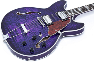 GROTE Jazz Semi-Hollow Electric Guitar Purple w/ Trapeze Tailpiece
