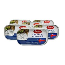Rudca Food Icelandic Cod Liver - Wild-Caught in Own Oil - 4.27 oz 121g Pack of 6