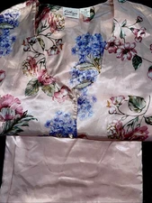 Kathryn Pink Floral Silk Satin 2pc Pajama Set Long Sleeves Woman 3XL