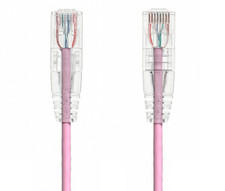 Slim Cat6 UTP Snagless Patch Cable, Pink - 0.5/1/2/3/4/5/7/10/15/20/25 ft