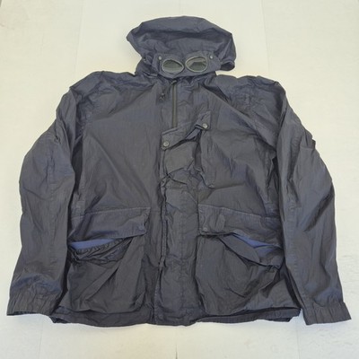C.P. Company Brillenjacke XXXL blau Herren Nyfoil Kapuze Garment Dyeing Full Zip