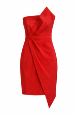 NWT - Lulus Women's Queen of the City Red Strapless Bodycon Dress - Size SM