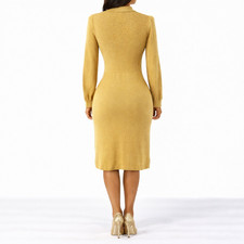slim fit dress slacks Glamaker Knitted Yellow Sexy Sweater Dress Women Elegant Mini Short Autumn Dress Party Club Long Sleeve Winter Dress Ladies