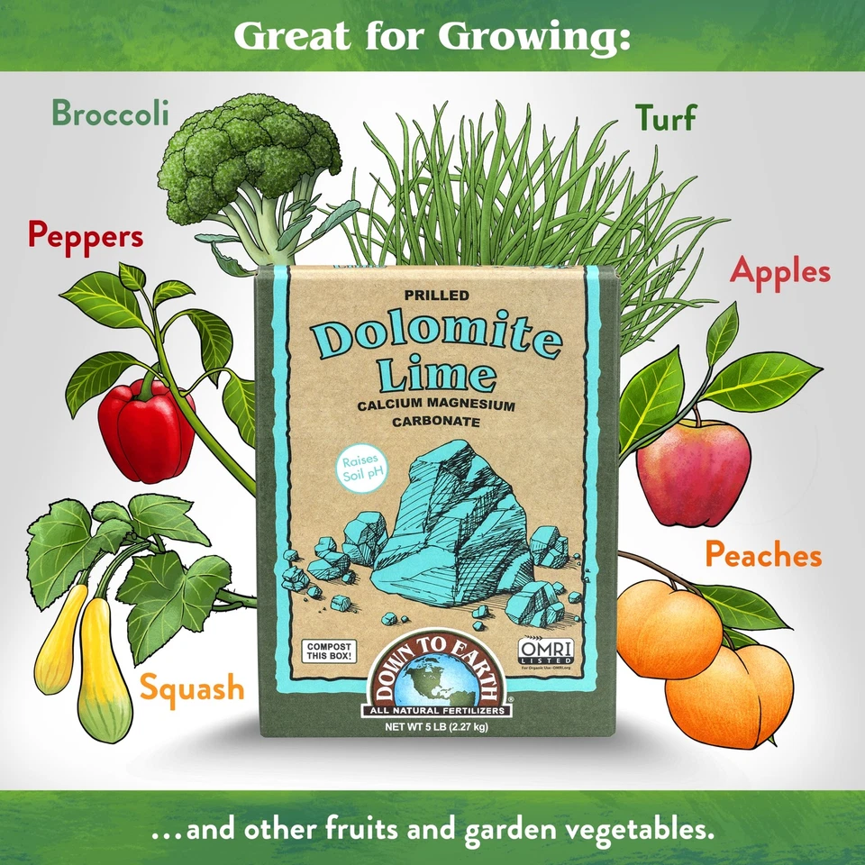 Enmienda y fertilizante de cal dolomita pillada orgánica Down to Earth, 5 libras Foto 4 de 4