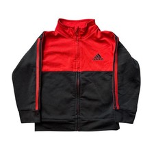 Adidas Track Jacket Kids 12M Red Black AG10348 Full Zip 3-Stripe Activewear