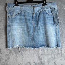 Ralph Lauren Denim Supply Tillary Blue Denim Mini Skirt Distressed Size 30