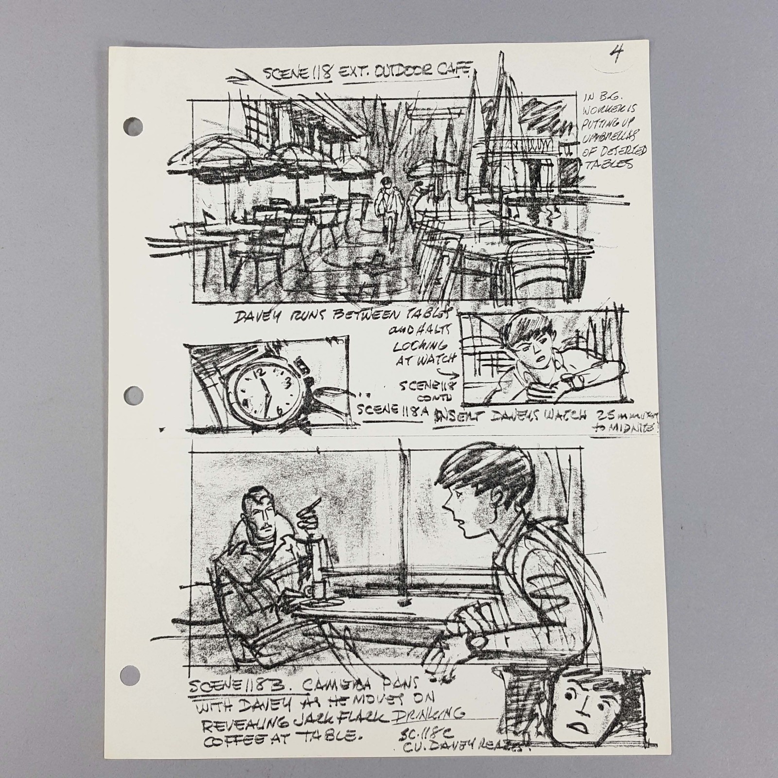 Cloak and Dagger Storyboard Davey Jack Flack Outdoor Cafe Scene Original COA