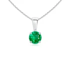 Angara Natural Classic Prong-Set Round Emerald Solitaire Pendant in Silver