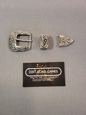 Nickel Western Cowboy Belt Buckle Set Flowers Fits 1" Belt Unbranded