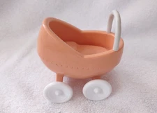 Little Tikes Dollhouse Pink Baby Carriage Buggy 3 1/2" From the 1980s