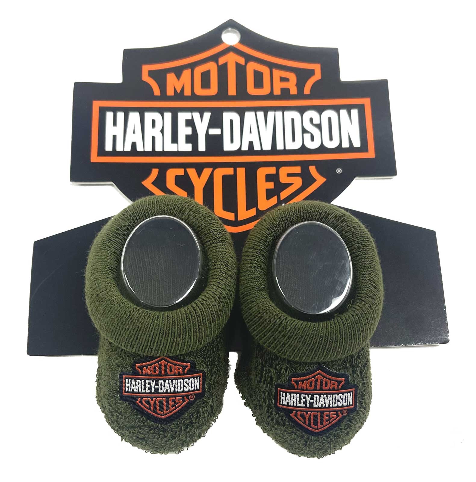 Harley-Davidson Baby Boys' Bar & Shield Patch Newborn Booties Socks, Green