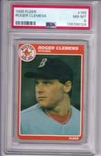 1985 FLEER ROGER CLEMENS #155 * RED SOX *  ROOKIE * NM-MINT PSA 8