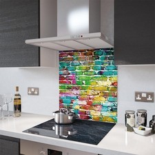 Glass Splashbacks Rainbow Brick Wall Glass and Accessories - By Premier Range