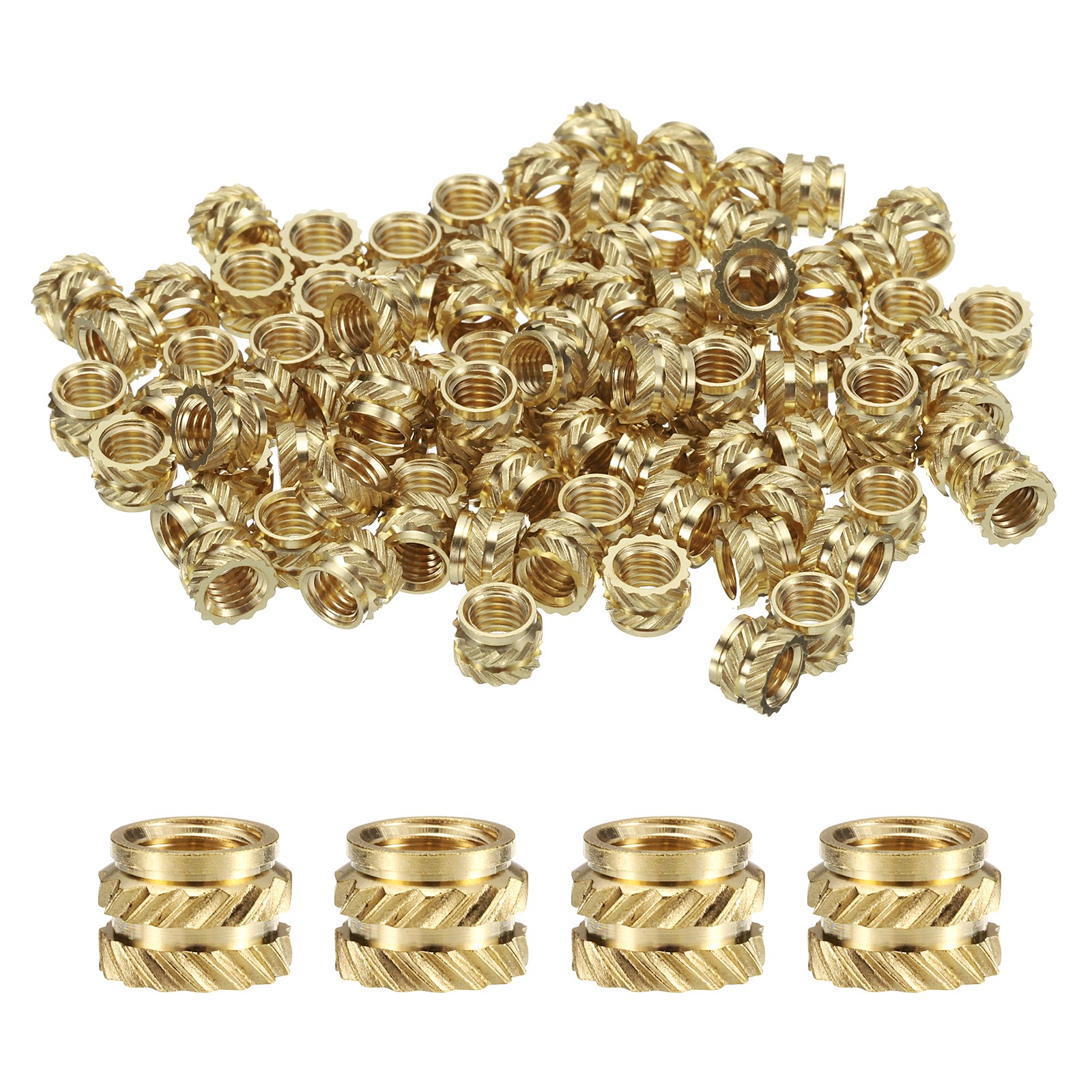 100pcs M5 Threaded Inserts Brass Heat Set Insert M5x5mm OD 7mm Knurled Nuts