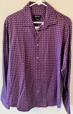 Bugatchi Men's Long Sleeve Dress Shirt Navy, Size L, 8-Way Stretch Cotton