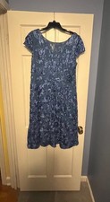Alex Evenings Evelyn Rosette Tea Length Dress w/ Cap sleeves Size 16 Periwinkle