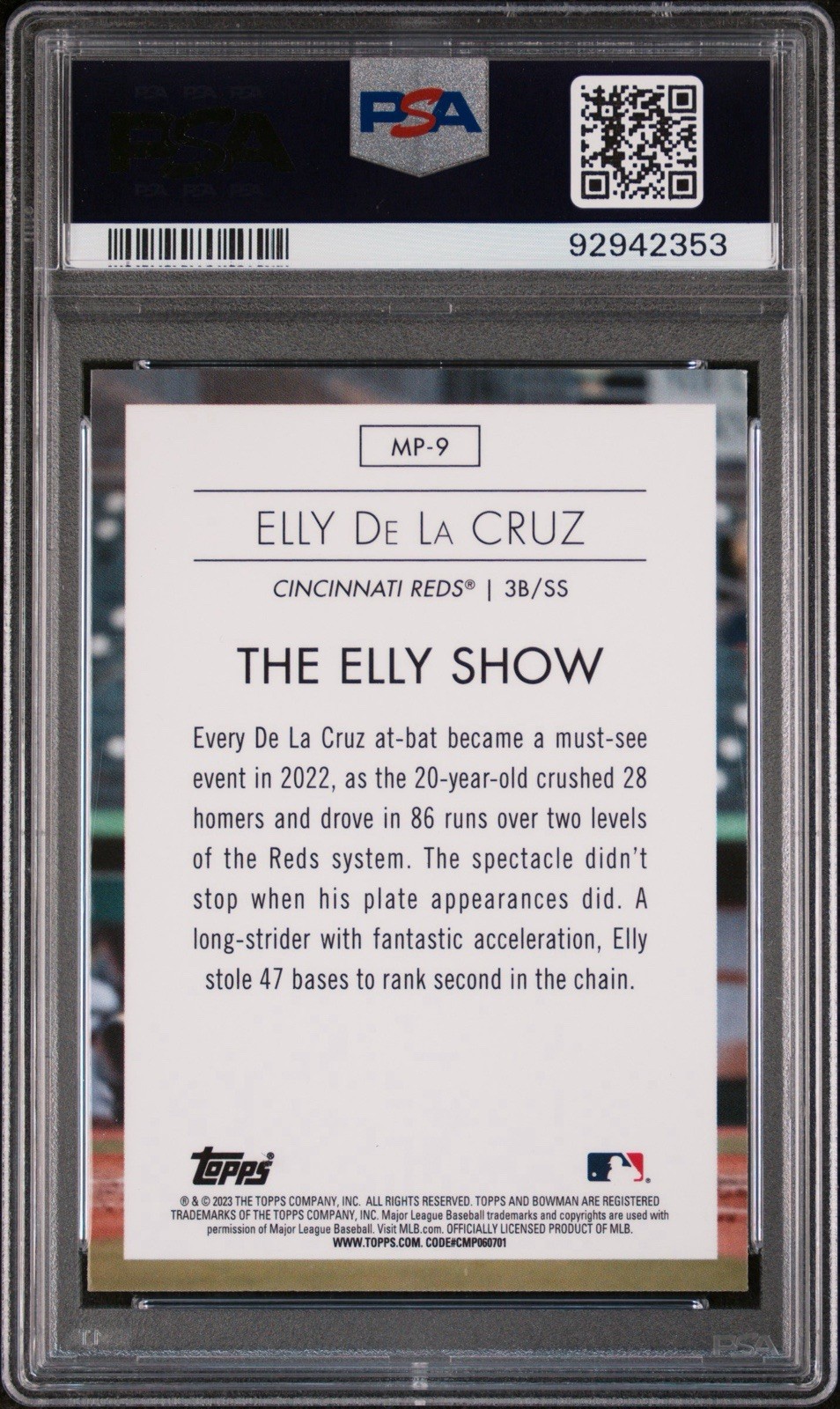 2023 Bowman Modern Prospects ELLY DE LA CRUZ #MP-9 RC PSA 10 view 4