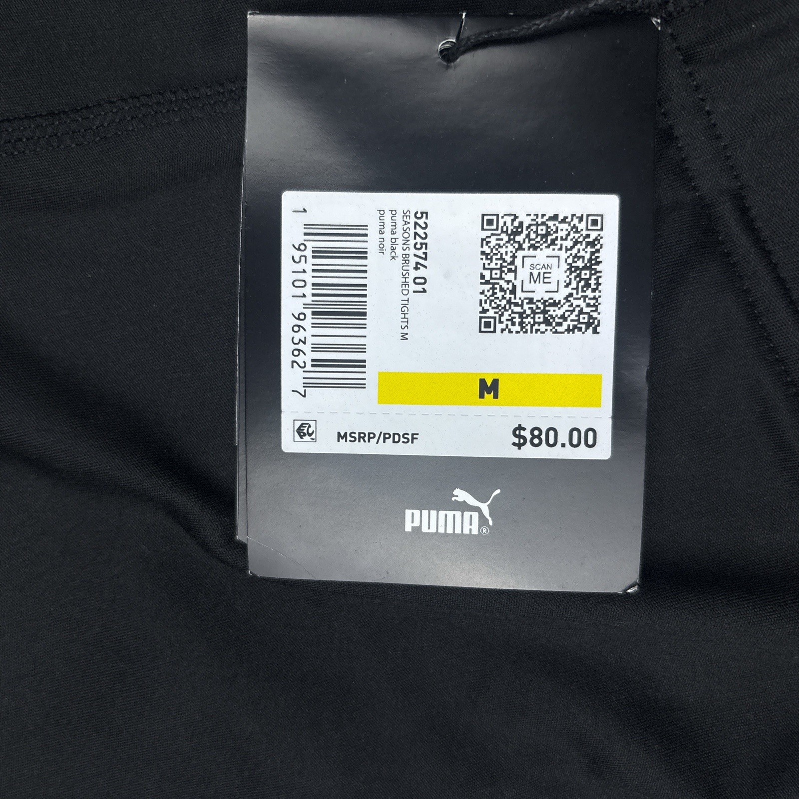 PUMA Run Brushed Running Tights Mens M Black DryCELL Performance Winter NWT