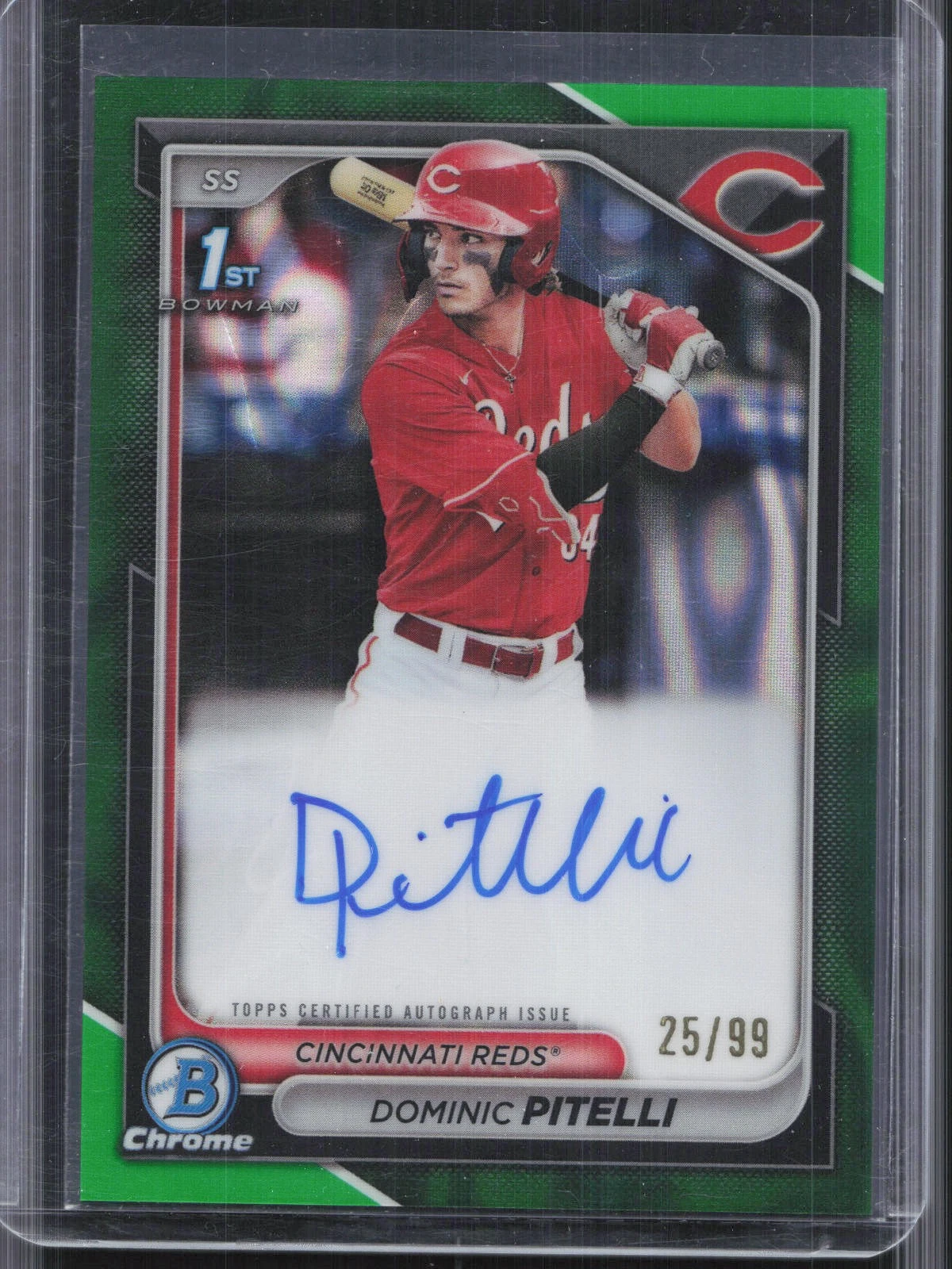 2024 Bowman Chrome #CPA-DPI Dominic Pitelli 1st Green Lava Auto #/99