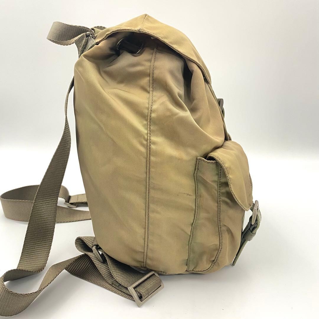 Prada Nylon Backpack Triangular Logo Khaki Men Wo… - image 4