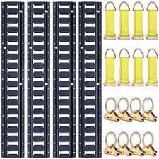 Trekassy 8ft E Track Tie-Down Rail Kit, 4 Pack Rails w/16 E-Track Tie-offs