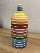 Bottiglia olio ceramica italiana Frantoio Muraglia - fatta a mano a righe arcobaleno