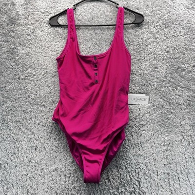 NWT L*Space Float On One Piece Classic Swimsuit XL Bougainvillea Pink Ribbed