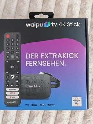 waipu.tv 4K Stick, HDMI, Android TV,Lan, WLAN, HDR, mit Fernbedienung - Bild 1 von 2