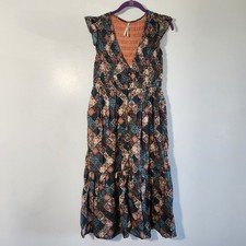 Anthropologie Peregrine Midi Dress Size XL Patchwork Smocked Cottagecore Country