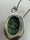 Vintage India Sterling Silver 925  Oval Emerald Dangle Drop Earrings. 9.54 Grams — photo 2