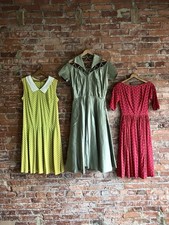 Lot Of 3 Authentic 1950s-60s Vintage Dresses Size XS-M, Some Flaws, Wounded