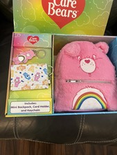 Care bear care Cheer Bear gift set Backpack purse ID Card Wallet & Keychain New