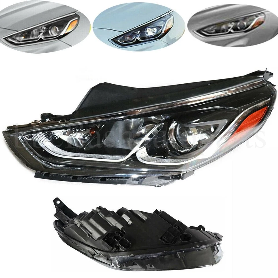 For 2018 2019 Hyundai Sonata Left Driver Side Halogen Headlight Lamp Chrome USA - Image 3 of 4