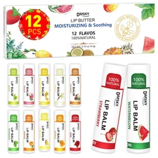 12-Pack Natural Lip Balm Set Moisturizing Chapstick Gift Bulk for Dry Lips