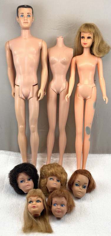 LOT OF VINTAGE 1960's MATTEL BARBIE FRANCIE KEN DOLLS AND HEAD ALL TLC